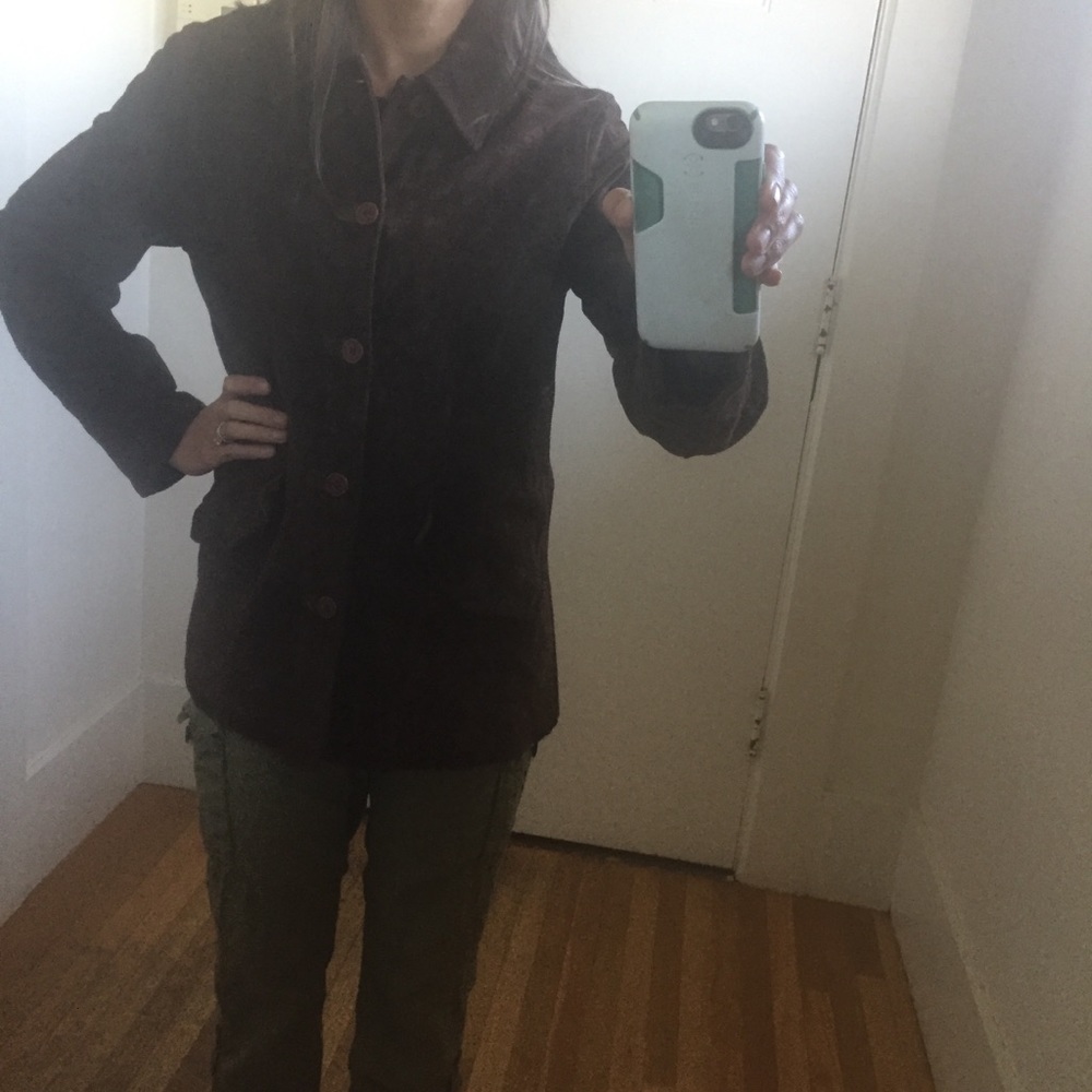 Calvin Klein Chocolate Brown Suede Leather coat - Picture 2 of 7